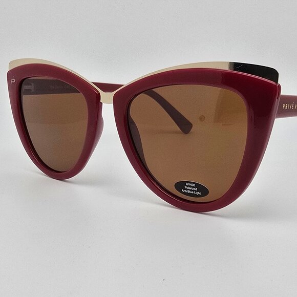 *SOLD* Prive Revaux The Berlin Red Gold Frame Polarized Brown Lens Sunglasses - Picture 3 of 16